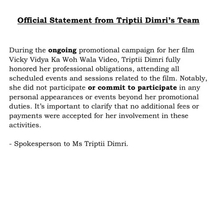 tripti dimri s reaction on jaipur s event shares post 