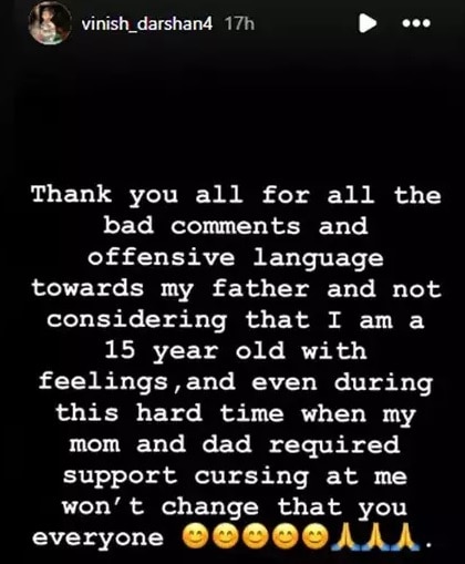 actor darshan thugudeepa s son shares post after his father s arrest 