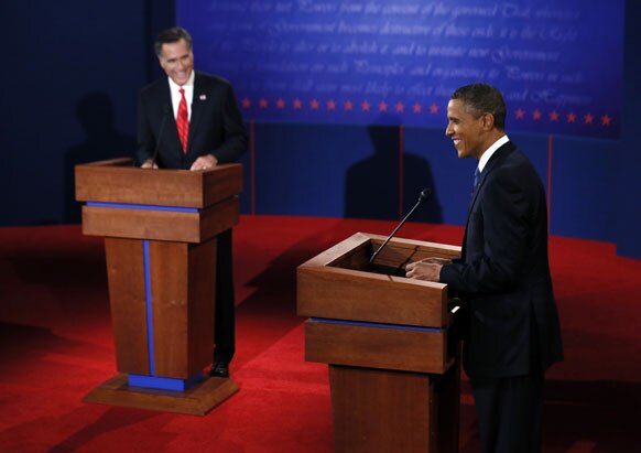 अमेरिका निवडणुकीच्या आधी रिपब्लिकन अध्यक्ष मीट रॉम्नी आणि अध्यक्ष बराक ओबामा आले आमने-सामने