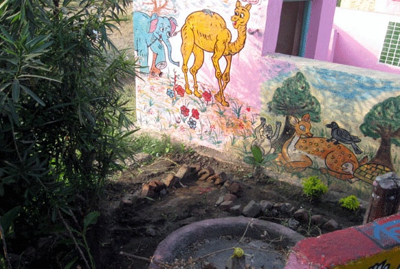 प्रफुल्ल सोनवणे यांनी शिक्षणासाठी गुलाबी रंगाचं खेडं उभं केलं. भिंतीवर विविध प्राणी साकारून त्यांची माहिती दिली.