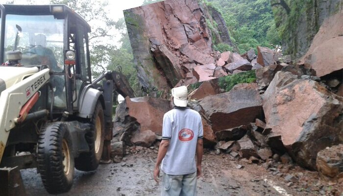  सिंधुदुर्ग मार्गावरील फोंटा घाटात दरड कोसळल्याने कोल्हापूर - सिंधुदुर्ग वाहतूक बंद