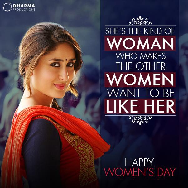 Dharma Productions : A symbol of grace, style and warmth! Tag the women that inspire you the most and tell us why? #HappyWomensDay -twitter
