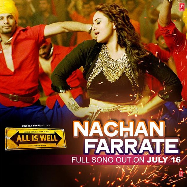 'Revealing @sonakshisinha's look from #NachanFarrate! Watch out for the complete song tomorrow.' Twitter@AllisWellFilm

