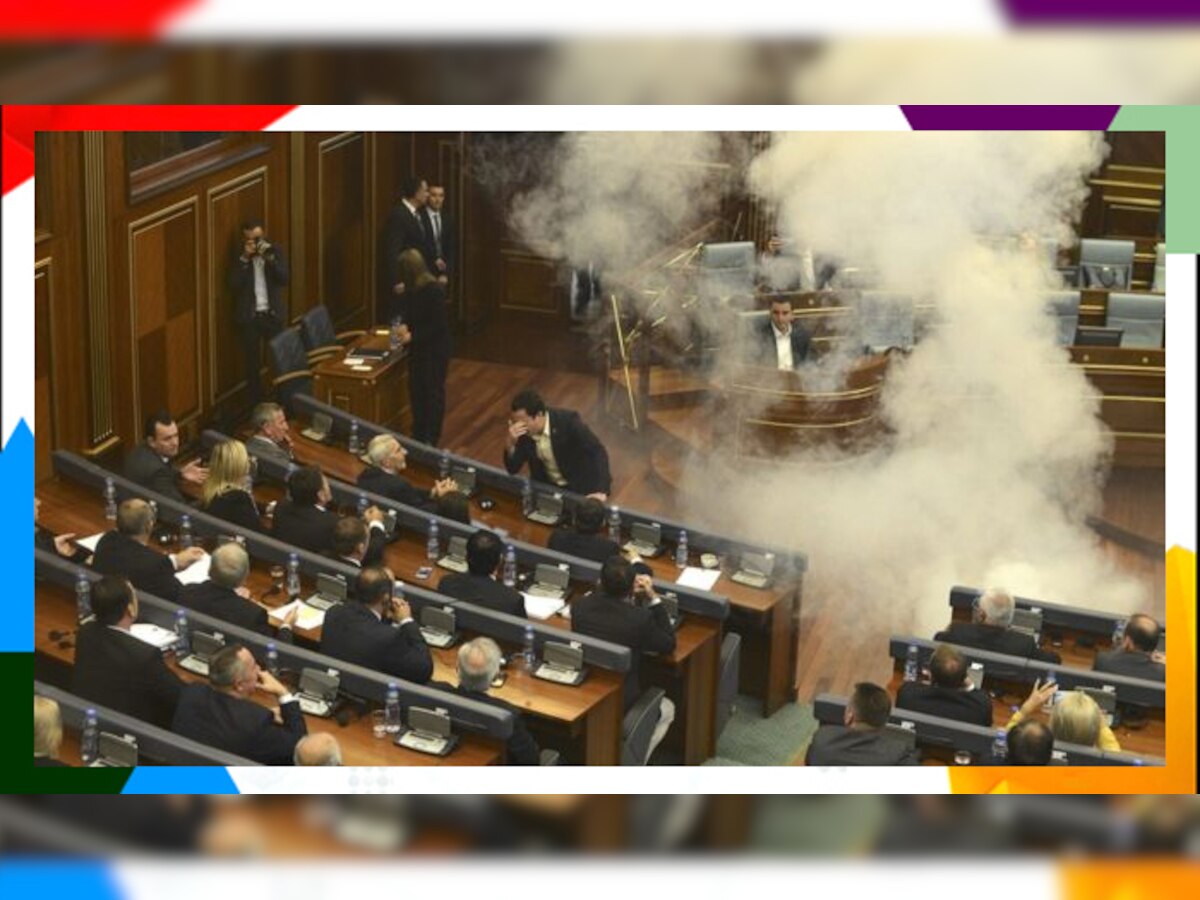 कोसोव्होच्या संसदेत खासदाराने फेकले अश्रू धूर बॉम्ब title=