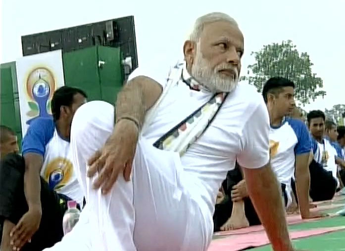ANI ‏@ANI_news  :- PM Narendra Modi doing Yoga in Chandigarh #YogaDay -twitter
