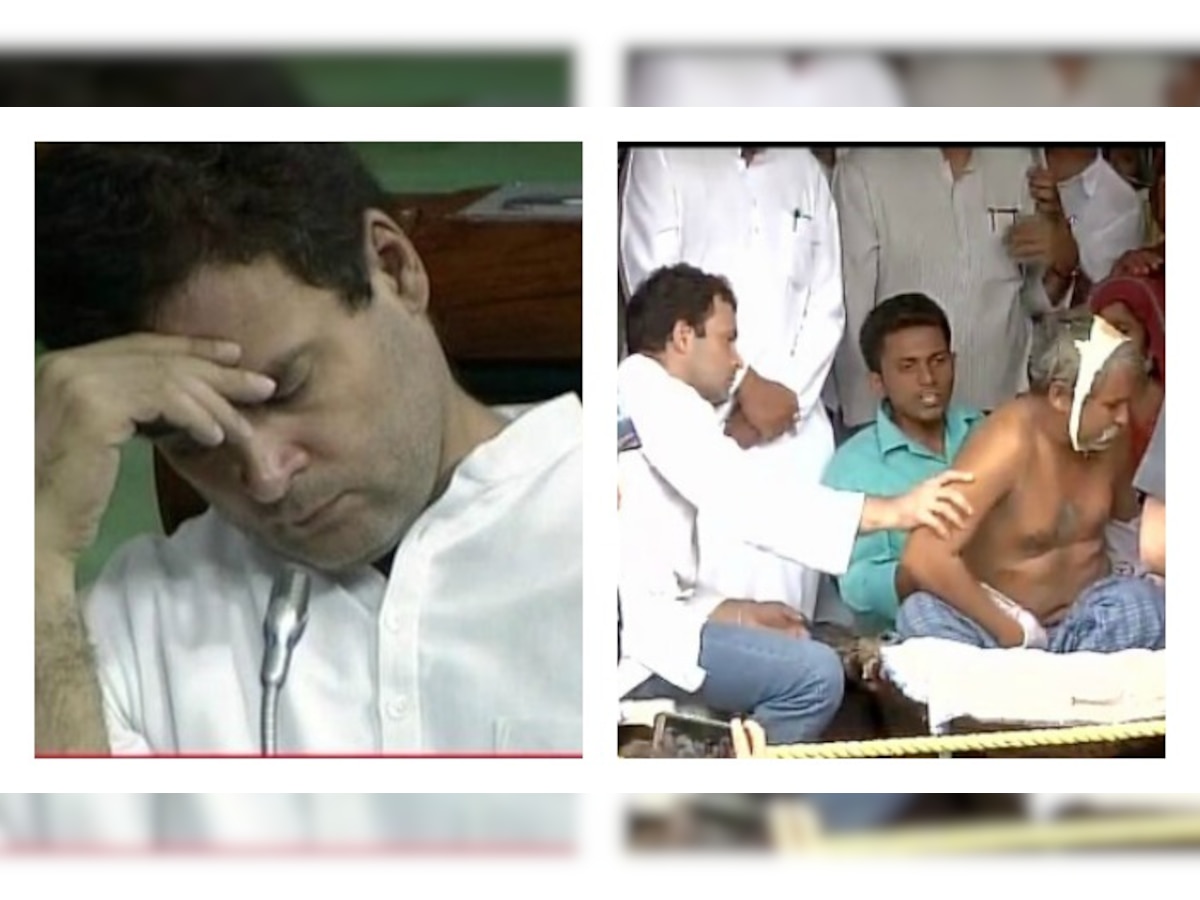 काल संसदेत झोपलेले राहुल गांधी आज पीडितांच्या भेटीला title=