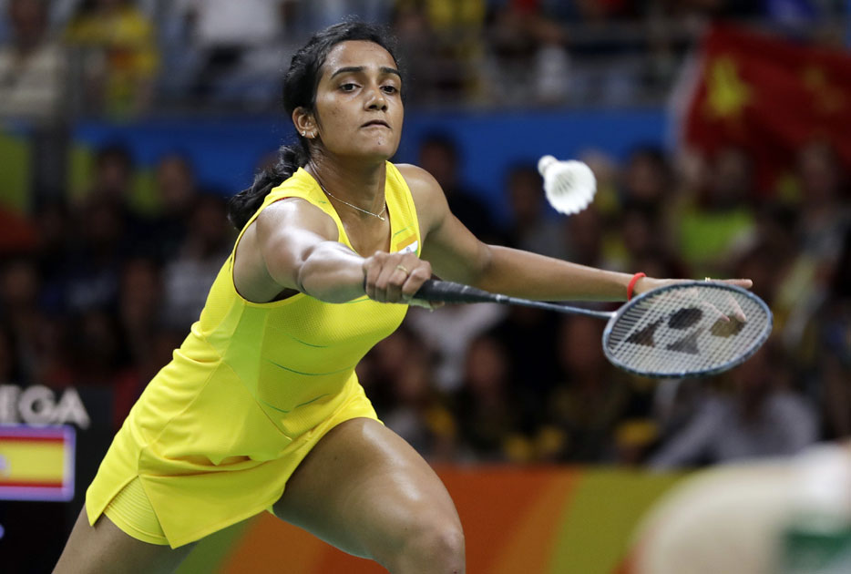 India`s V. Sindhu Pusarla returns a shot