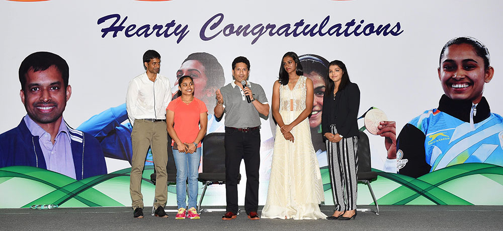 Sachin Tendulkar speaks at a felicitation function