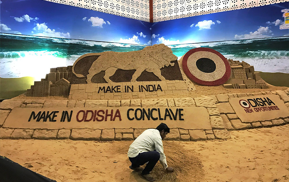 Make in Odisha Conclave sand statue