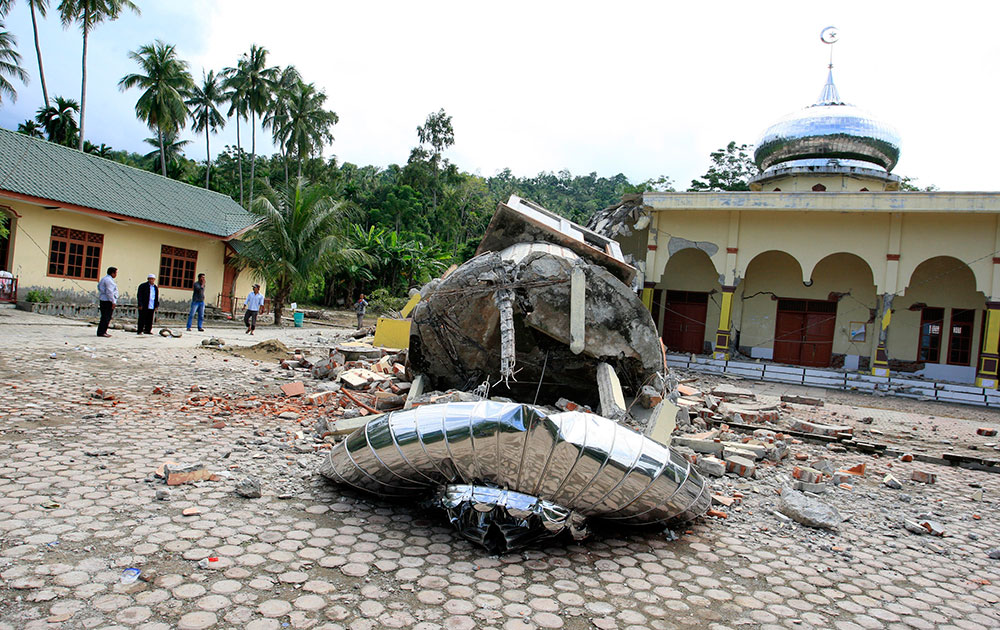 Houses of worship destroyed by the earthquake of 6.4 magnitude in Pidie, Aceh Province, Indonesia