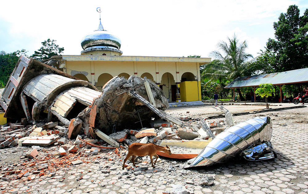 Houses of worship destroyed by the earthquake of 6.4 magnitude in Pidie, Aceh Province, Indonesia