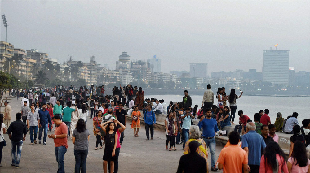 People gathered at the marine drive on the eve of new year