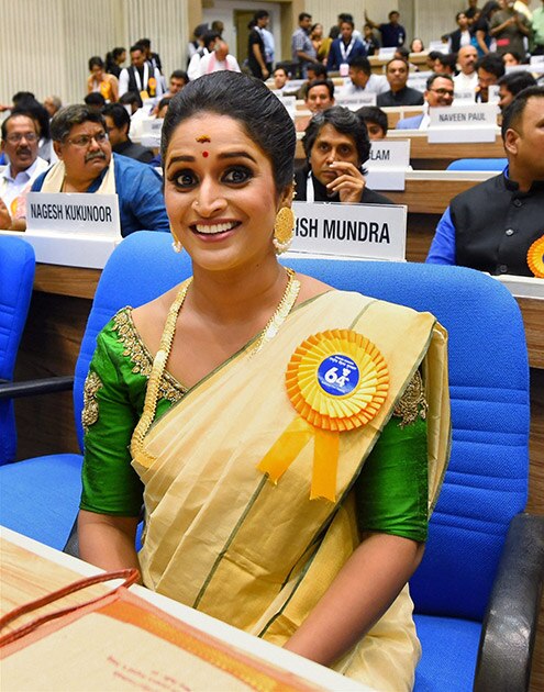 Best actress award winner Surabhi Jyoti at the 64th National Film Awards function