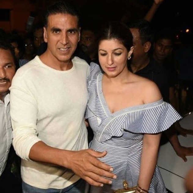 Actor Akshay Kumar with his wife Twinkle Khanna at Karan Johar`s 45th birthday party