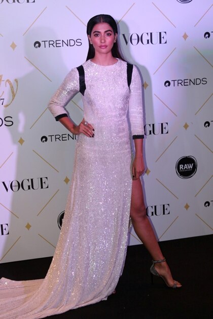 Pooja Hegde during the red carpet of Vogue Beauty Awards 2017