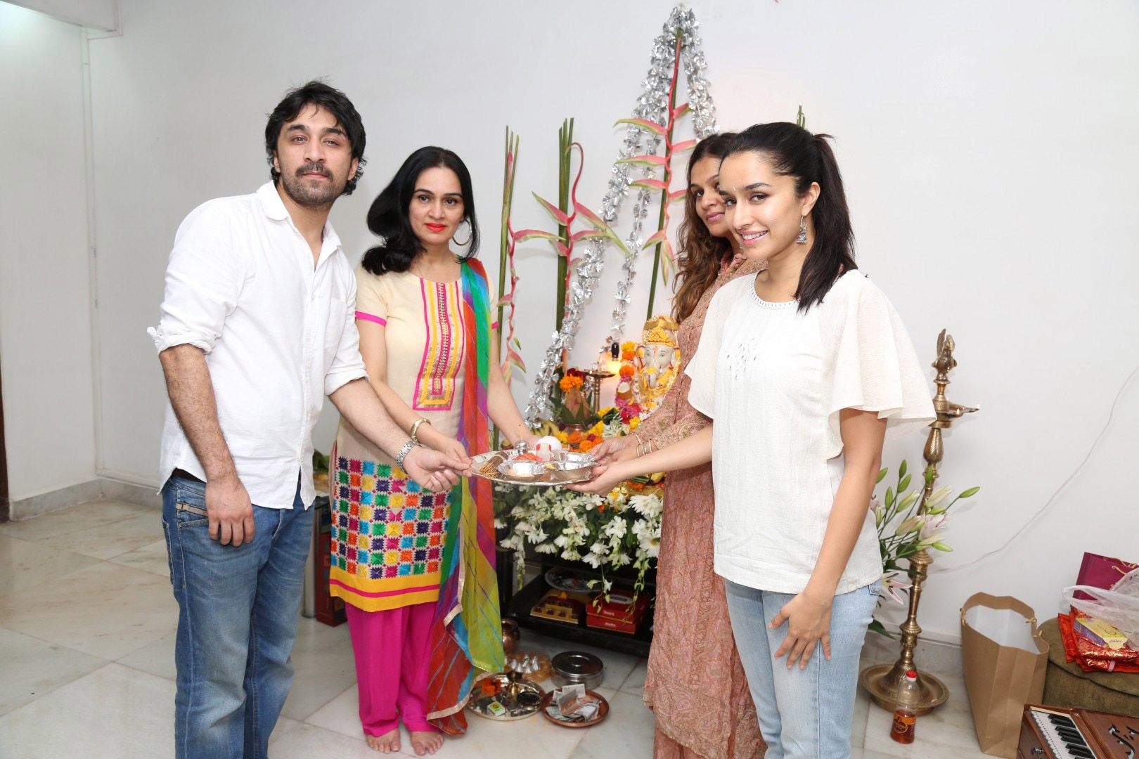 Shraddha Kapoor along with her brother Siddhanth Kapoor during the Ganesh Chaturthi celebrations