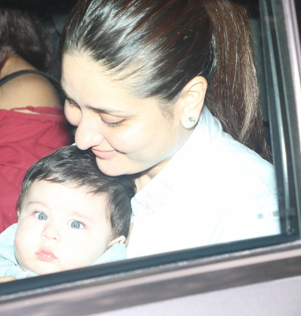 Actress Kareena Kapoor with her son Taimur Ali Khan during Tussar Kapoor son Laksshay`s first birthday party