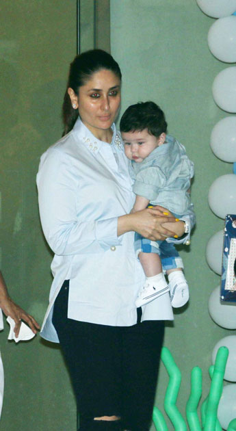 Actress Kareena Kapoor with her son Taimur Ali Khan during Tussar Kapoor son Laksshay`s first birthday party