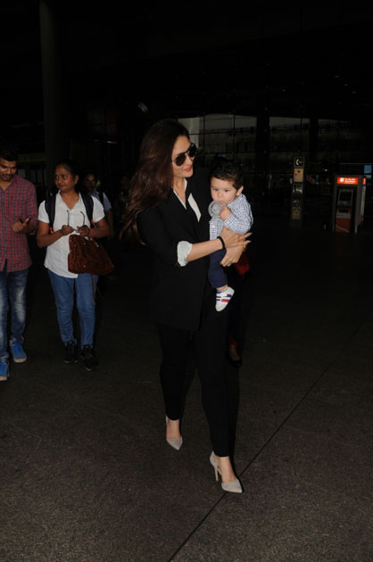 Actress Kareena Kapoor Khan along with her son Taimur Ali Khan spotted at Chhatrapati Shivaji Maharaj International