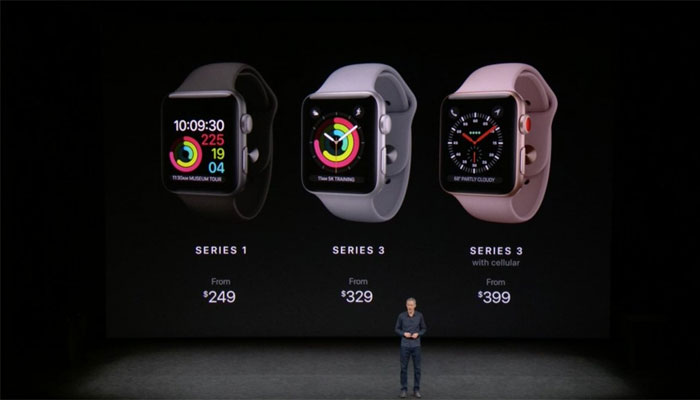 Apple Watch Series 3 is $399, $329 without cellular. Series 2 now $249. 