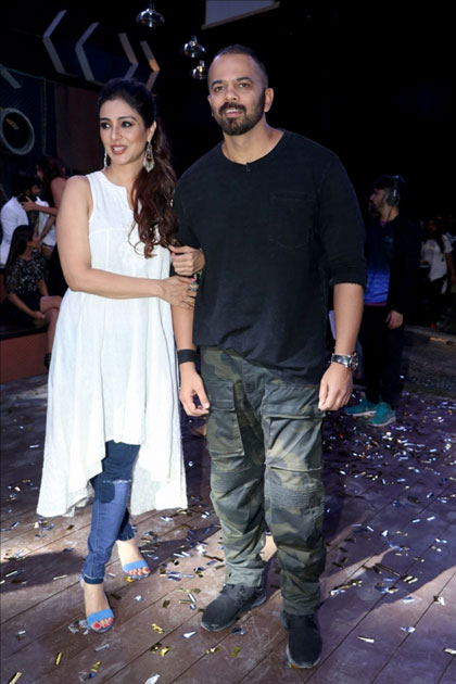 Actress Tabu and Director Rohit Shetty during the promotion of their upcoming film 