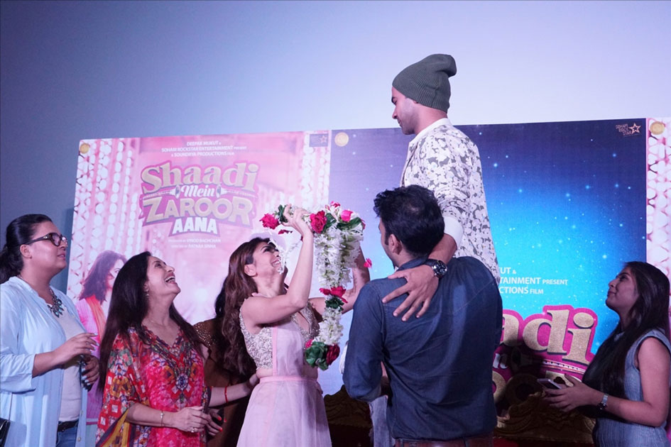 Actors Kriti Kharbanda and Rajkummar Rao during the trailer launch of their upcoming film 