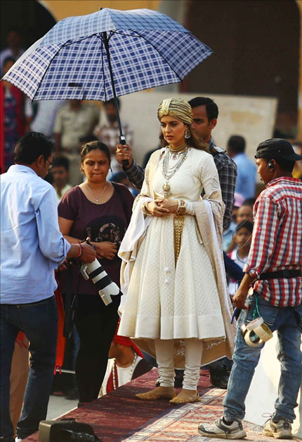 Actress Kangana Ranaut during shooting of her upcoming film 