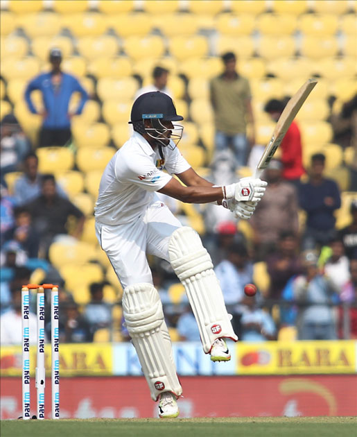 Dinesh Chandimal of Sri Lanka in action on Day 1 of the second test match between India and Sri Lanka at Vidarbha Cricket Association Stadium in Nagpur.