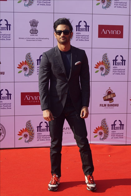 Actor Sushant Singh Rajput at the red carpet of closing ceremony of 48th International Film Festival of India in Panaji, Goa.