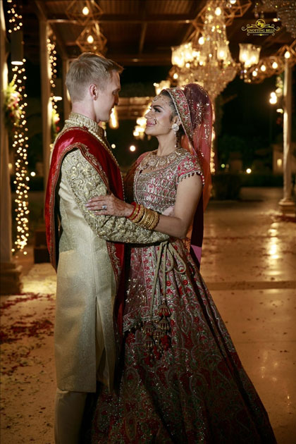 Actress Aashka Goradia and Brent Goble during their wedding in Mumbai.