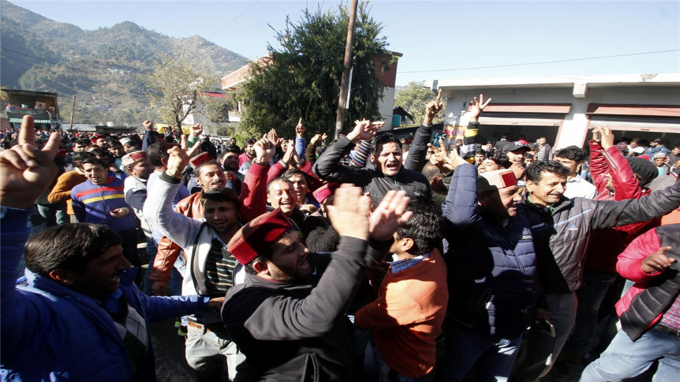 BJP supporters celebrate in Himachal Pradesh`s Chamba