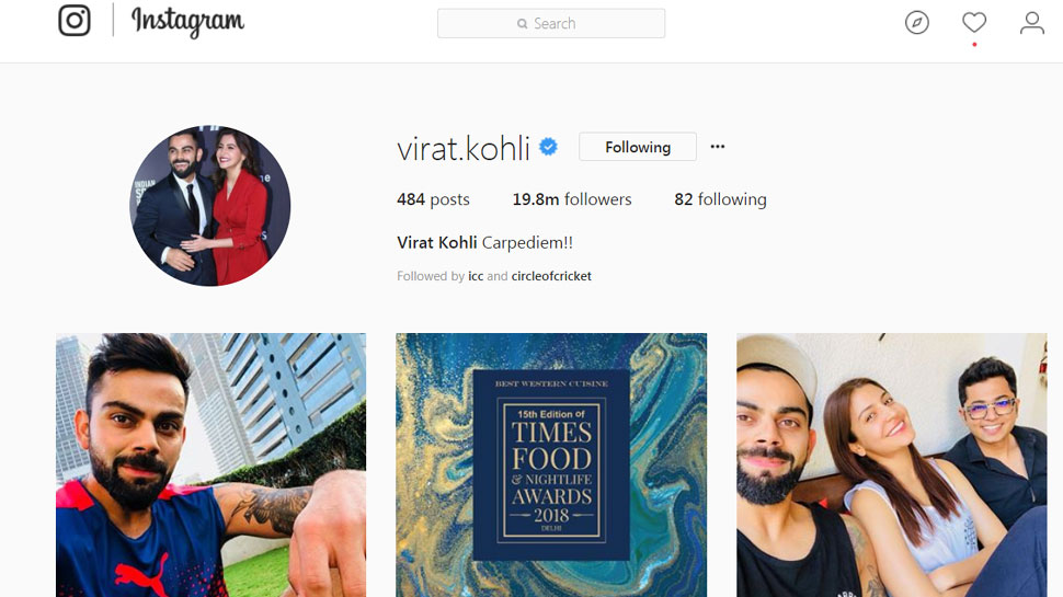 Virat gets award from Instagram