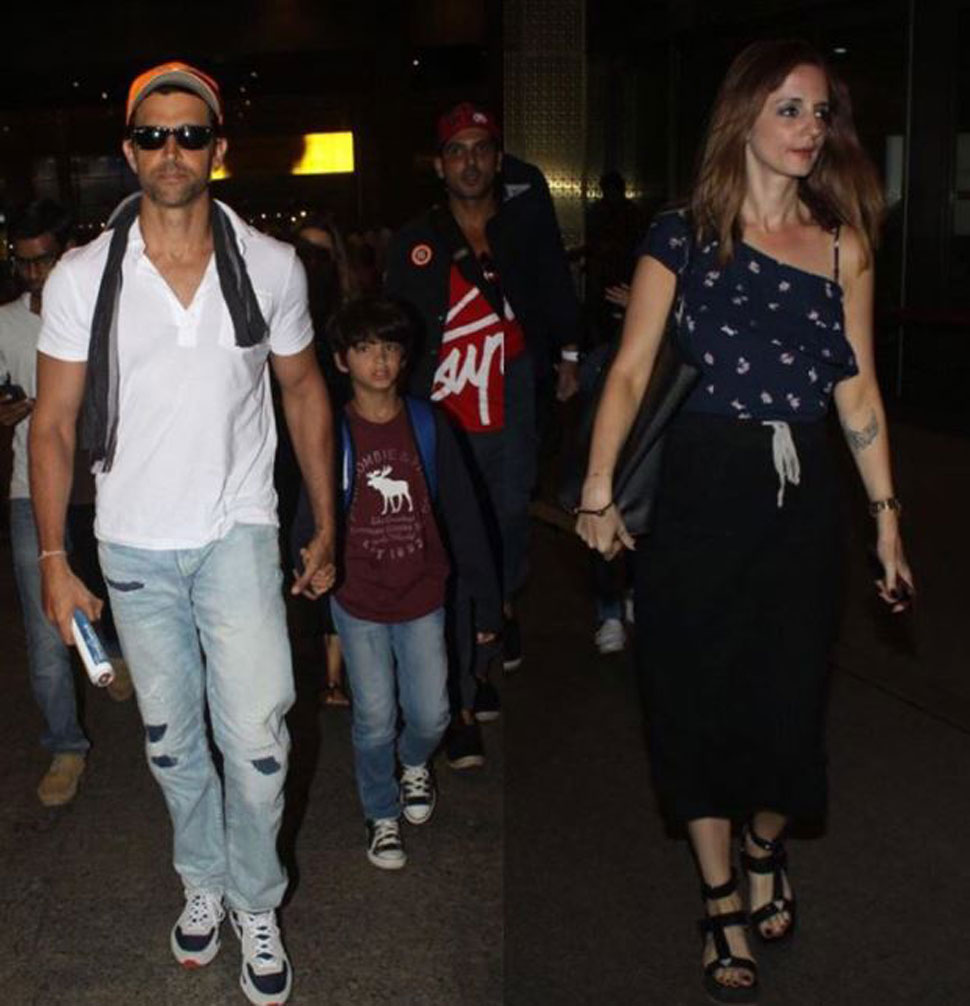 Hrithik Roshan walks out of airport with Sussanne Khan after Goa vacation 