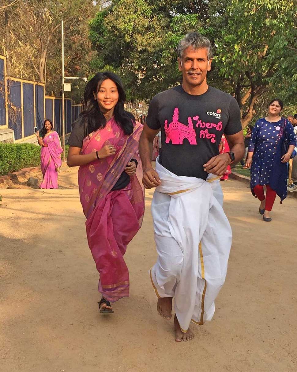 Milind Soman with girlfriend Ankita Konwar