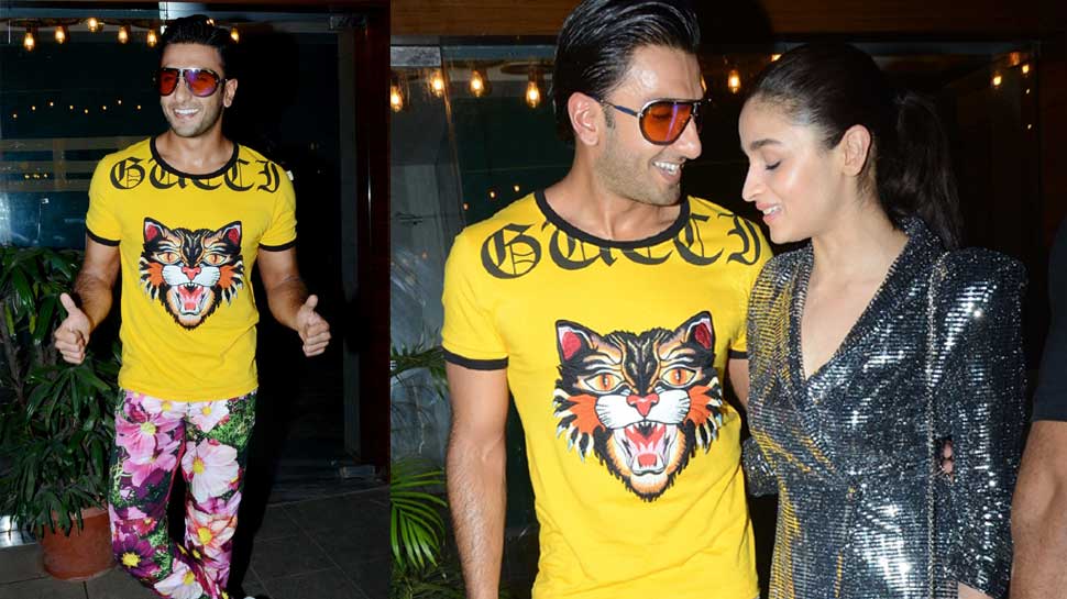 Ranveer Singh and alia Bhatt were all smiles at the wrap up party of Gully Boy