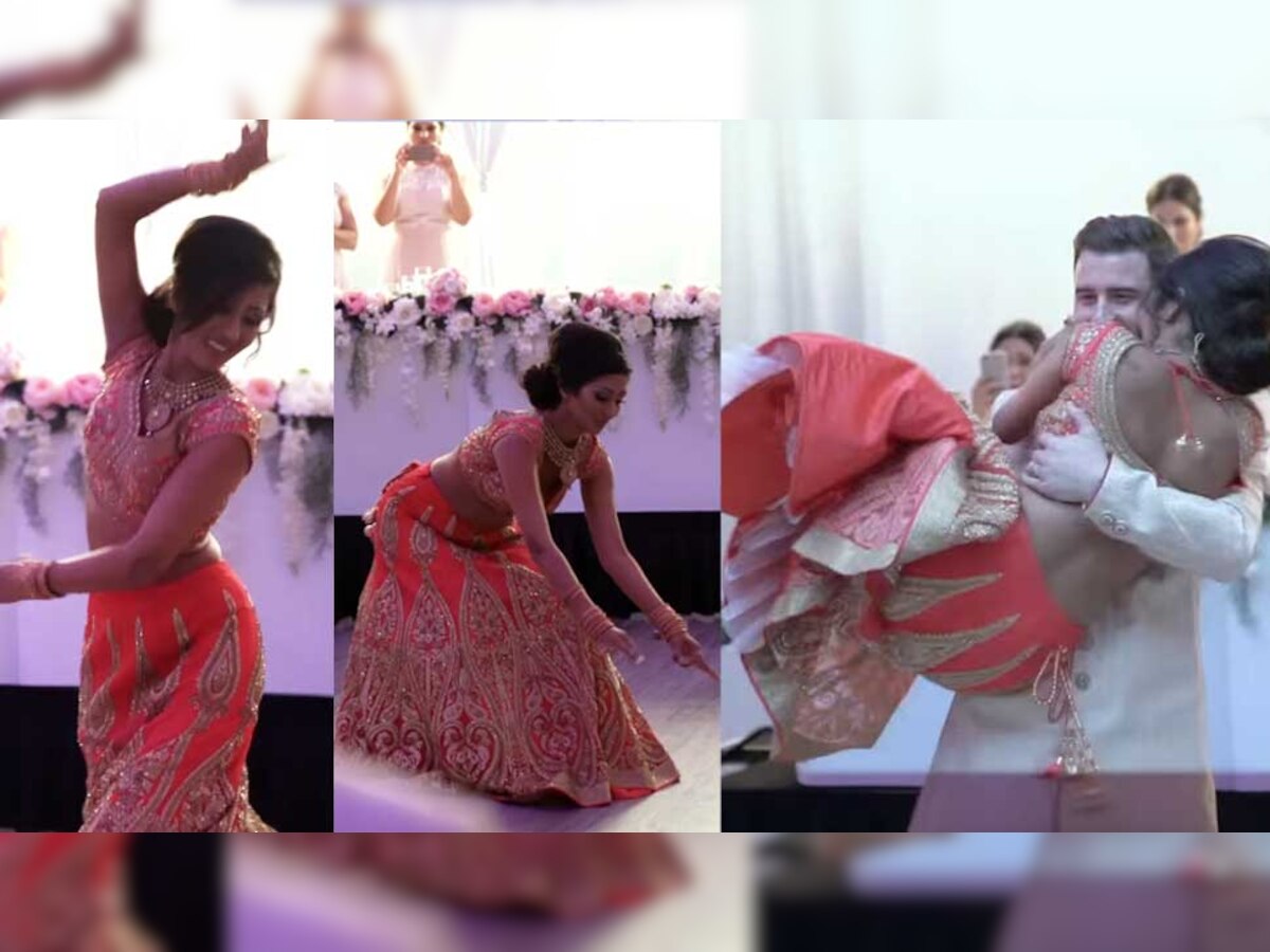 लग्नात विदेशी नवरीने इंडियन डान्स करुन नवऱ्याला दिले खास सरप्राईज... title=