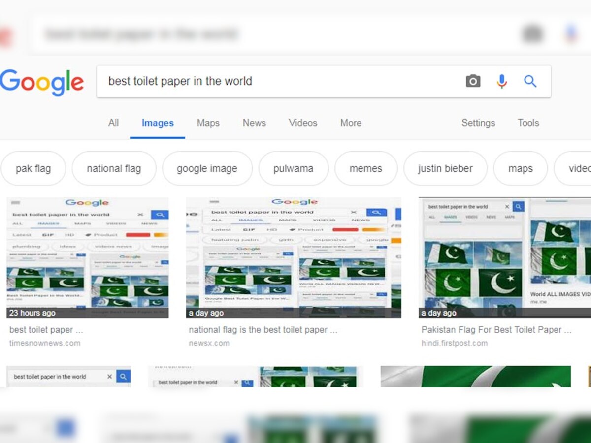 गुगल सर्चवर 'बेस्ट टॉयलेट पेपर' सर्च केलं तर दिसतोय पाकिस्तानचा झेंडा title=
