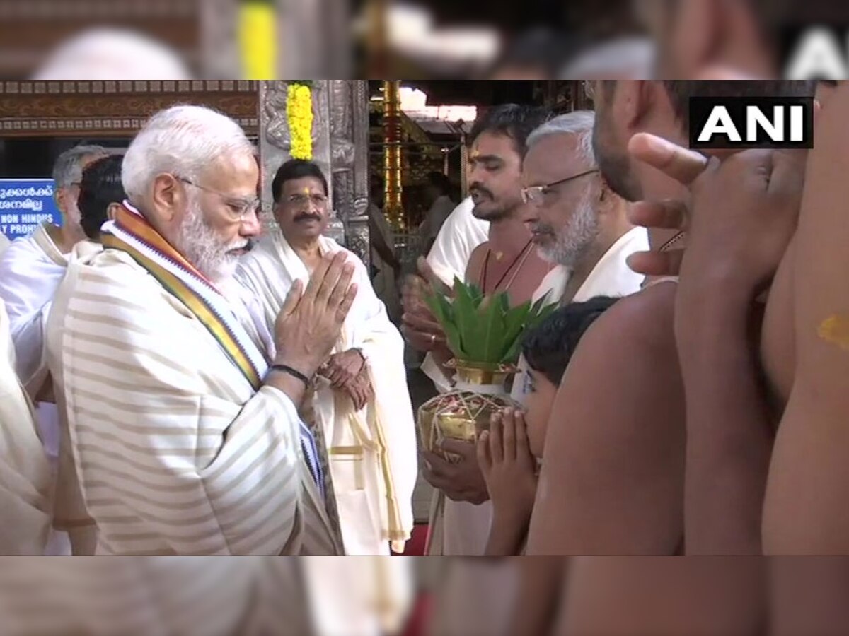 केरळच्या गुरुवायुर कृष्ण मंदिरात पंतप्रधान मोदी दाखल title=