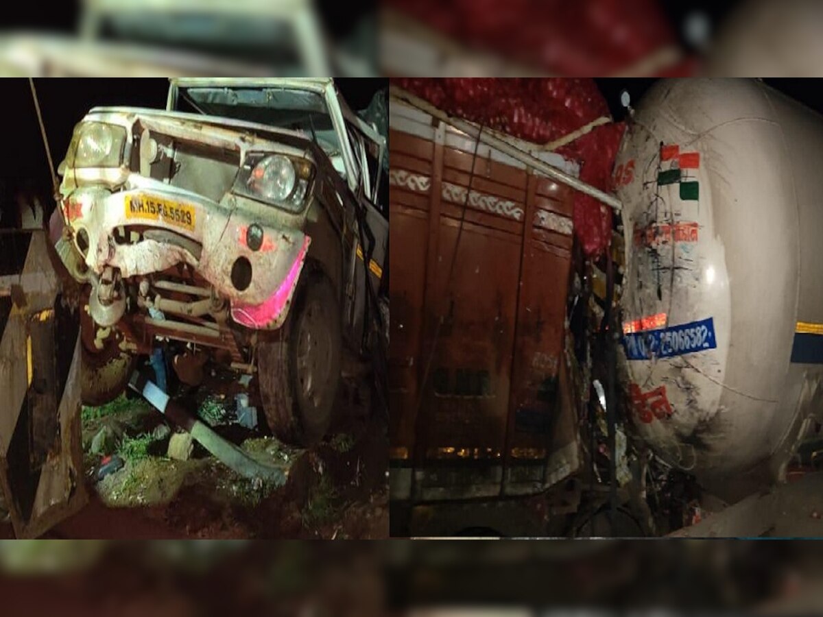 चांदवड येथील घाटात तीन वाहनांचा विचित्र अपघात, तिघे जखमी title=