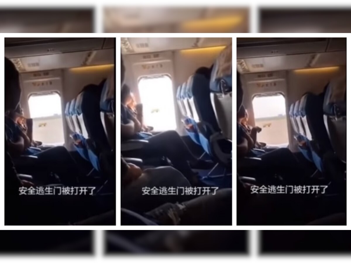 VIDEO : विमानात ताजी हवा खाण्यासाठी महिलेने उघडली खिडकी  title=