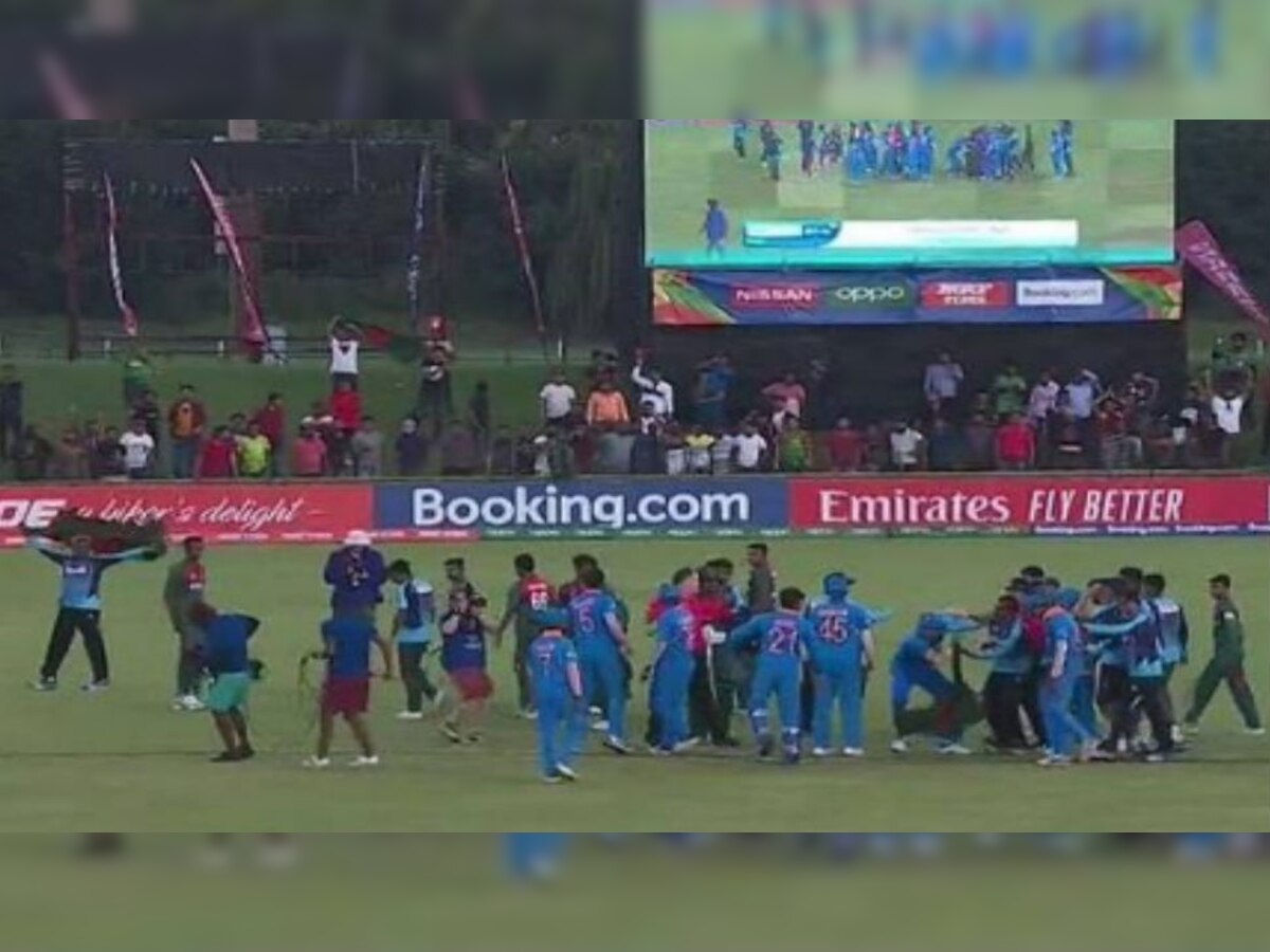 U19 World Cup final : धक्काबुक्की प्रकरणी पाच खेळाडूंना आयसीसीचा दणका  title=