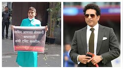 आमच्या शेतकरी बापासाठी कधी ट्विट करशील? सचिनच्या घराबाहेर आंदोलन