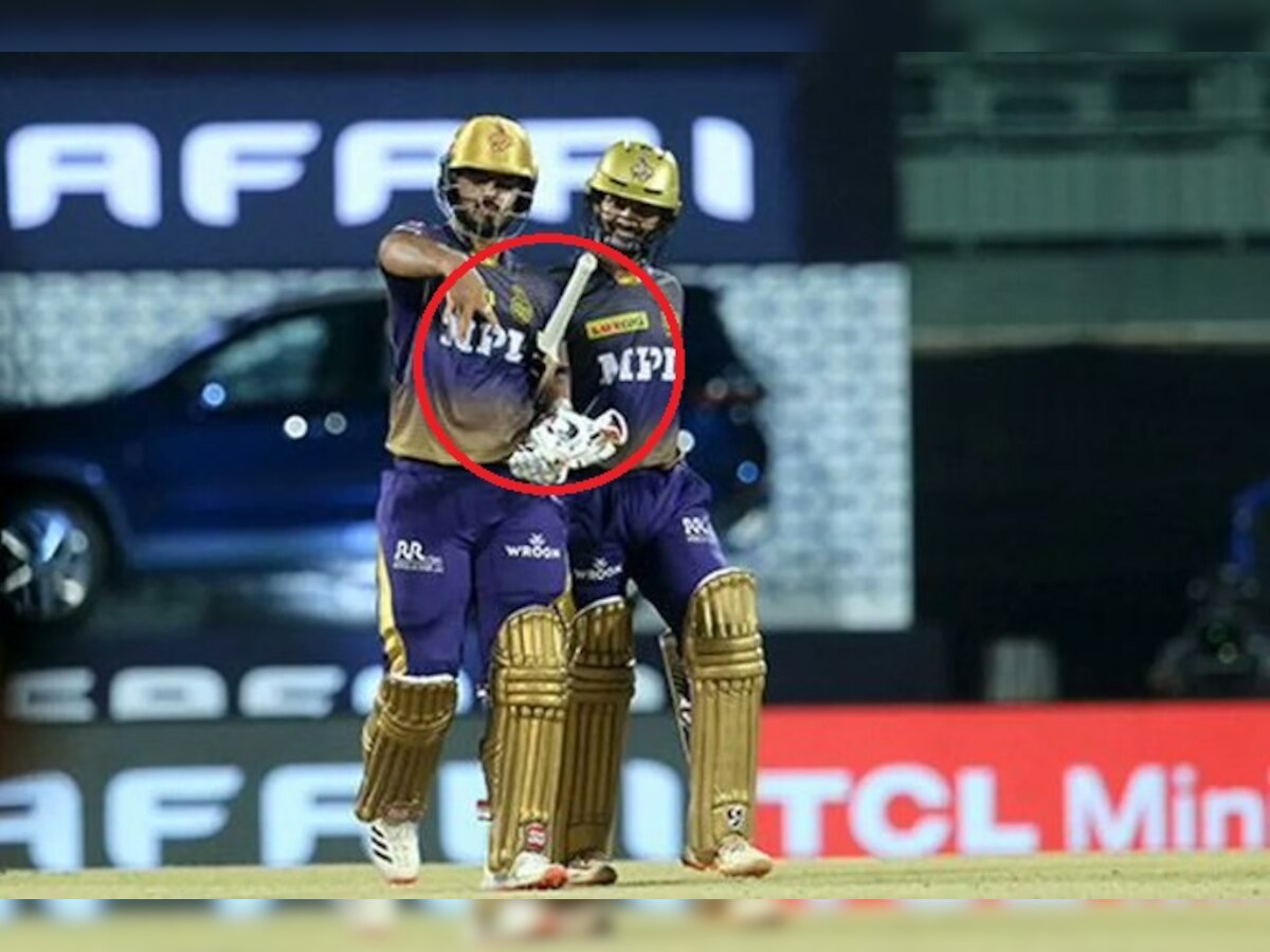 IPL 2021 KKR vs SRH: अर्धशतक पूर्ण झाल्यानंतर नितीश राणानं मैदानात का दाखवली रिंग? title=