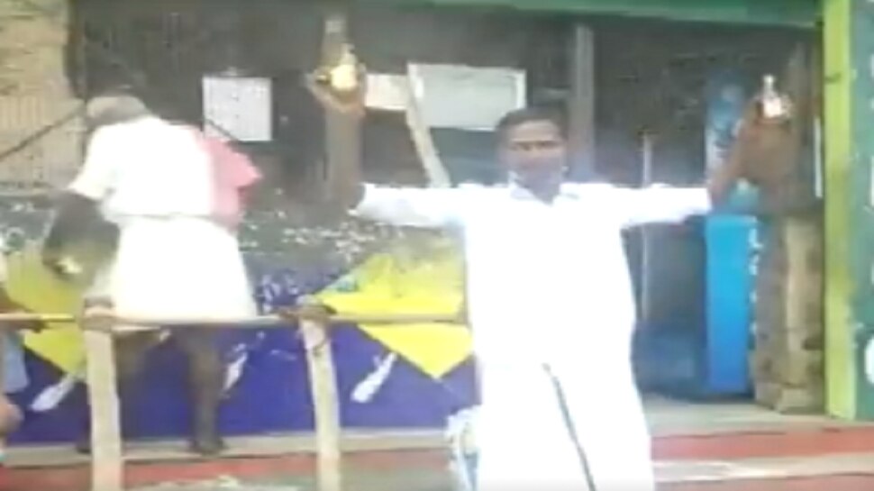 The alcoholic worshiped the liquor as the wine shop opened video goes viral