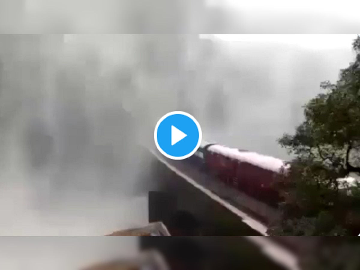 Doodhsagar Waterfall मुळं थांबवली Train, व्हिडीओ पाहून तुम्हीही व्हाल अवाक्  title=
