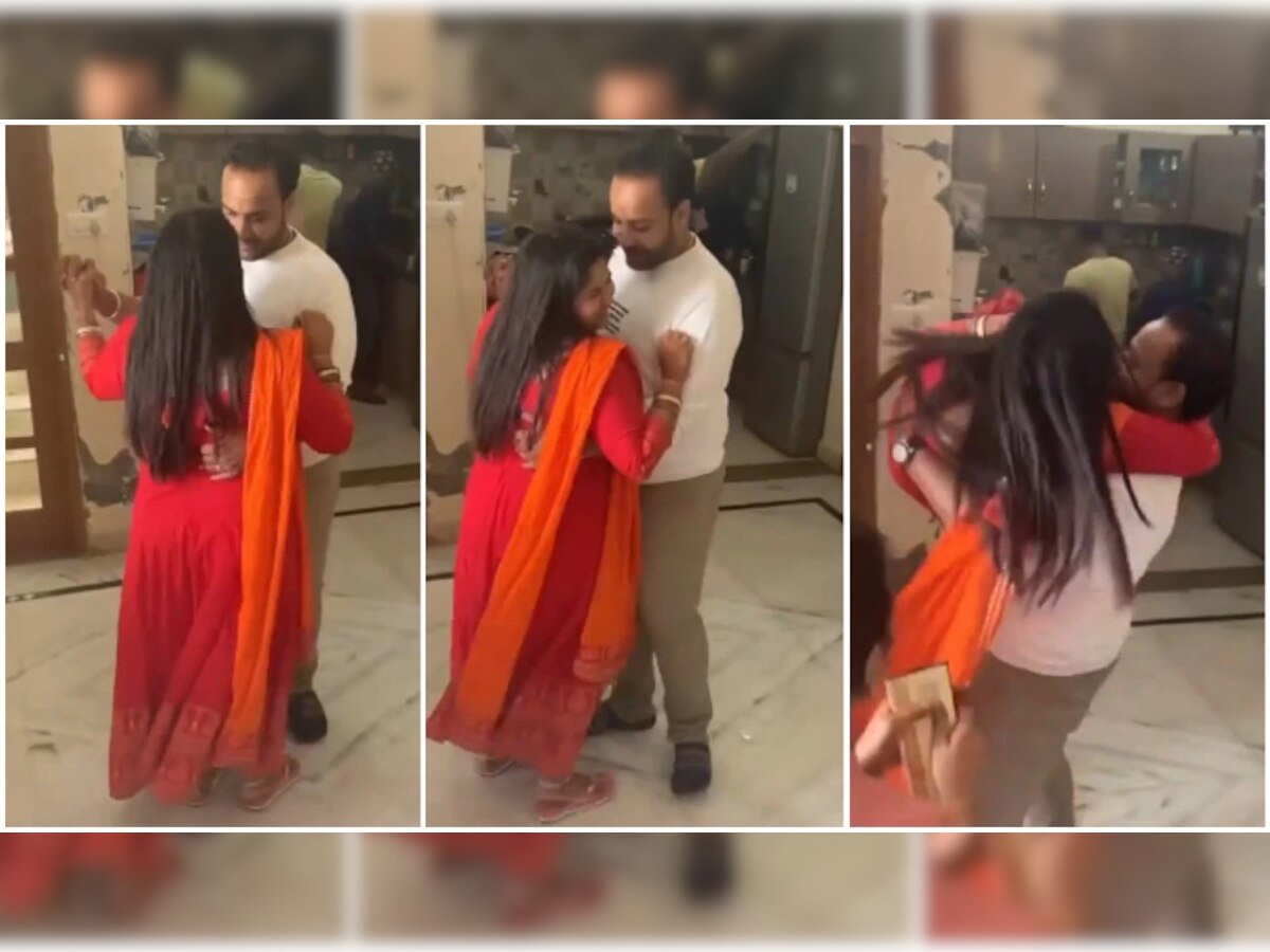 Couple Video: डान्स करताना नवऱ्याने अचानक असं काही केलं की, सर्वांसमोर अशी लाजली पत्नी  title=