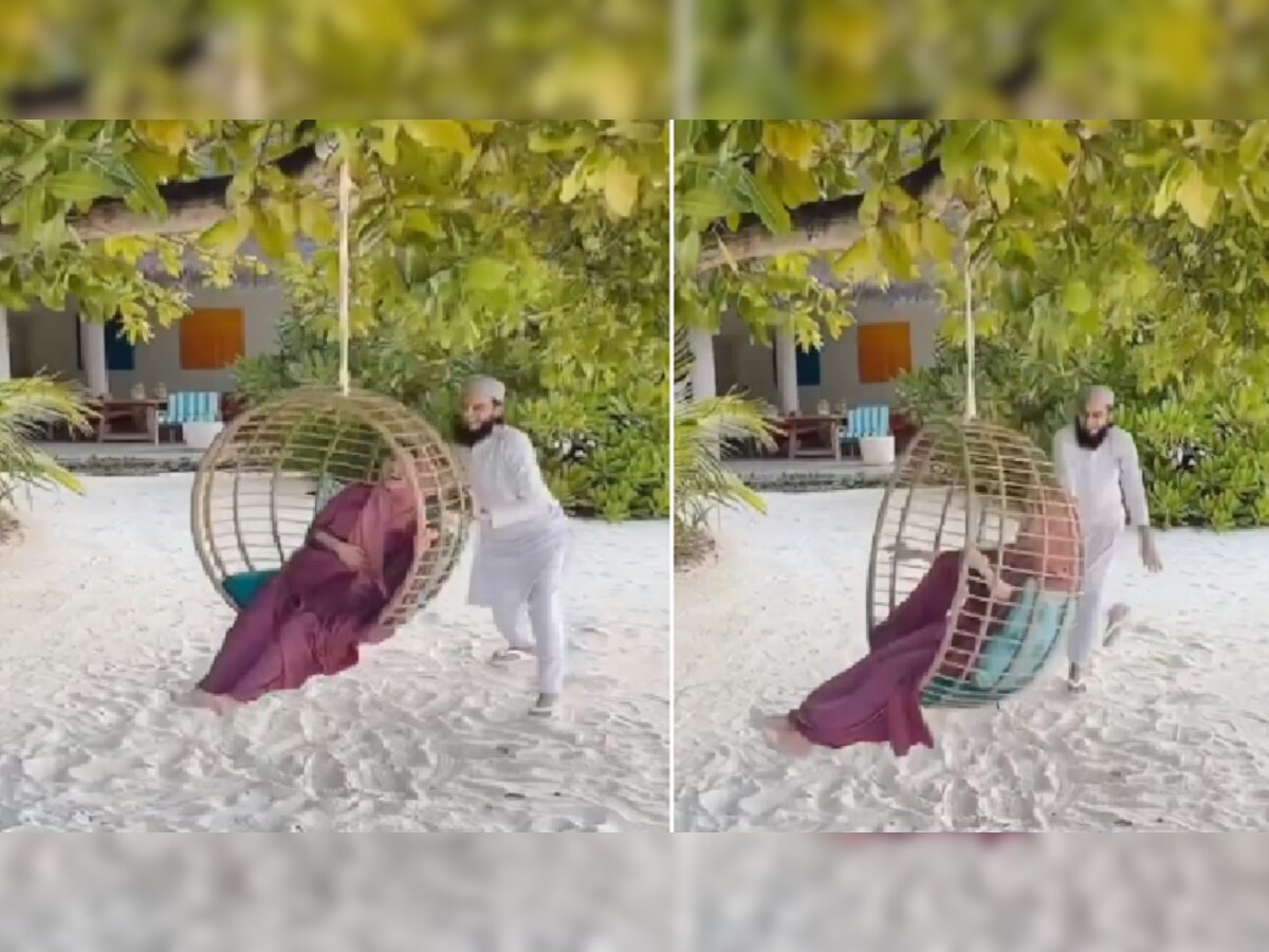 Sana Khan मालदीवमध्ये करत होती धमाल, पतीनं येऊन दिला धक्का  title=