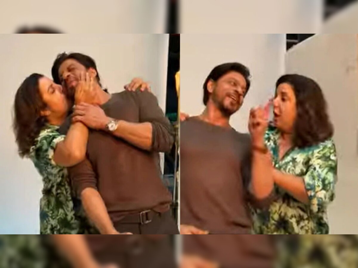  शाहरुखला कोरियोग्राफरने केलं खुल्लम खुल्ला KISS title=