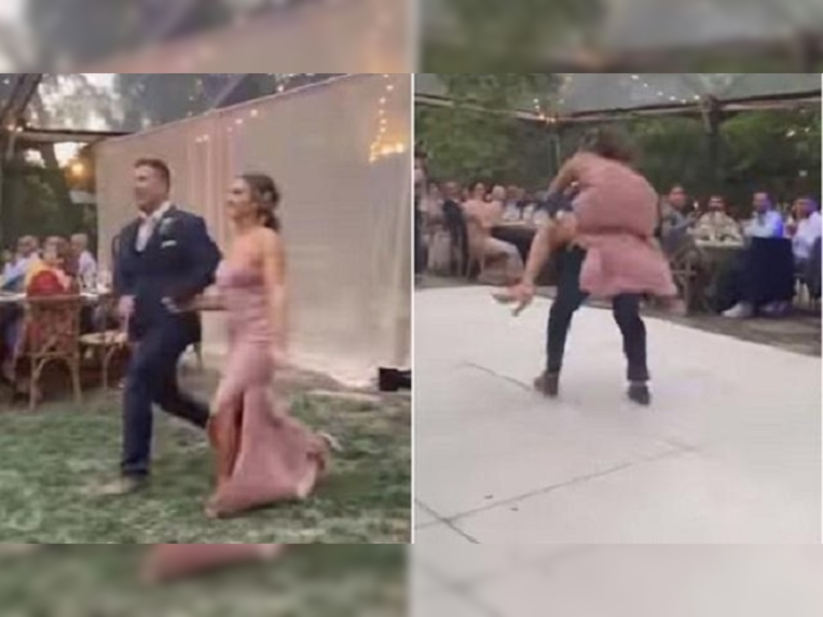 Bride and Groom Dance : स्टेजवर घडला भयानक प्रकार, VIDEO व्हायरल  title=