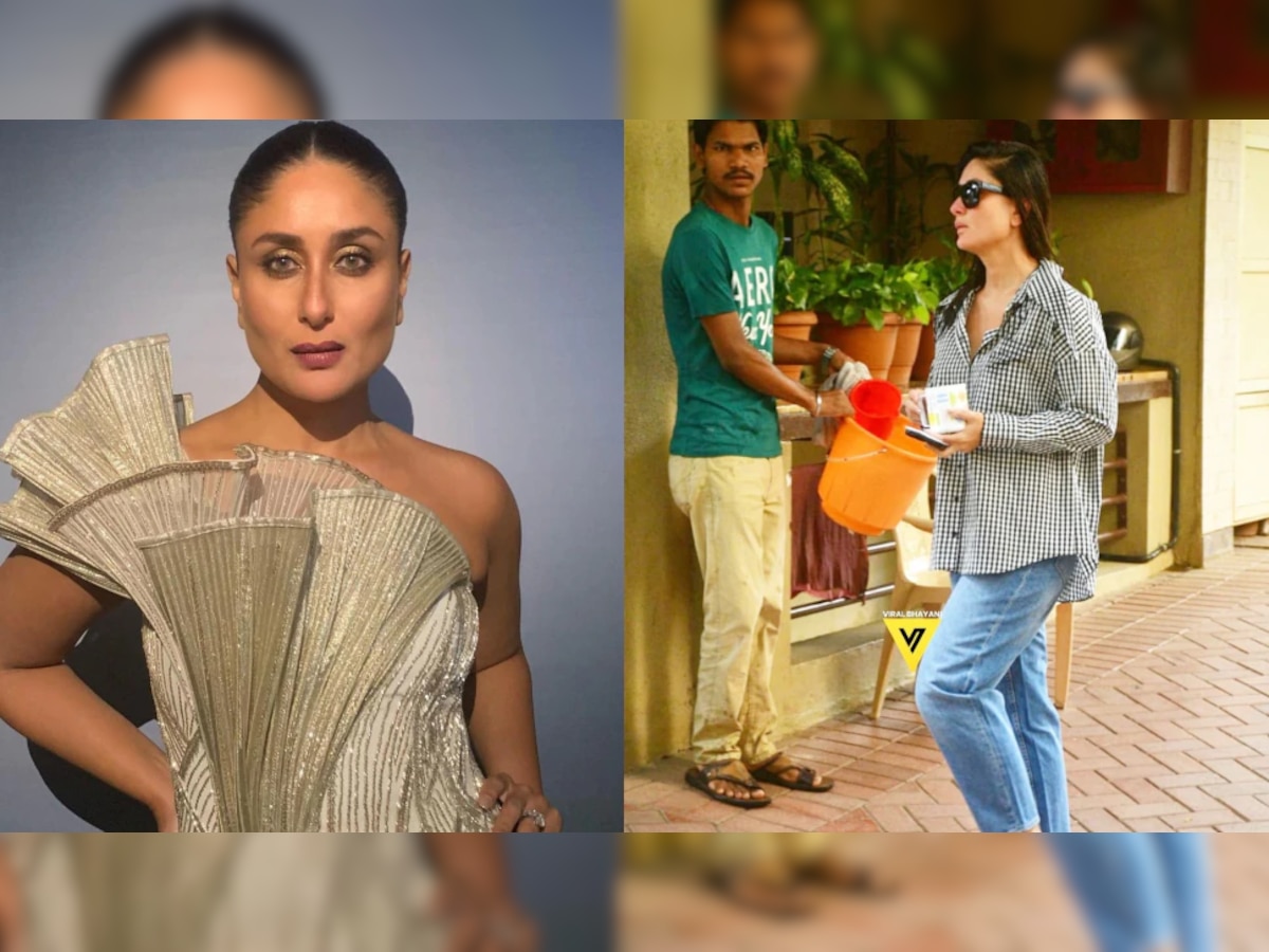 Kareena Kapoor हातात बादली घेवून कुठे जात होती, कॅमेरात कैद title=